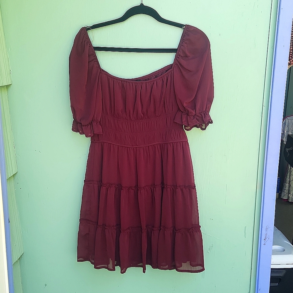 Maroon Baby Doll Mini Dress medium
